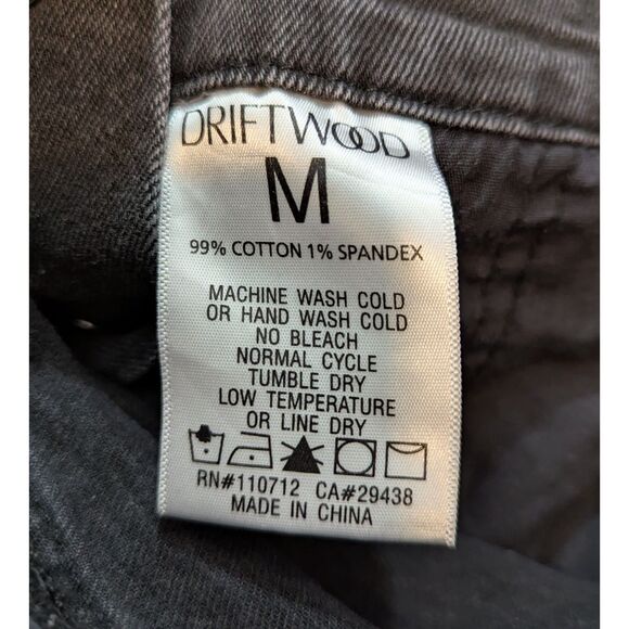 Driftwood Floral Embroidered Denim Shortalls Cutoff Black Women’s M - Picture 3 of 5